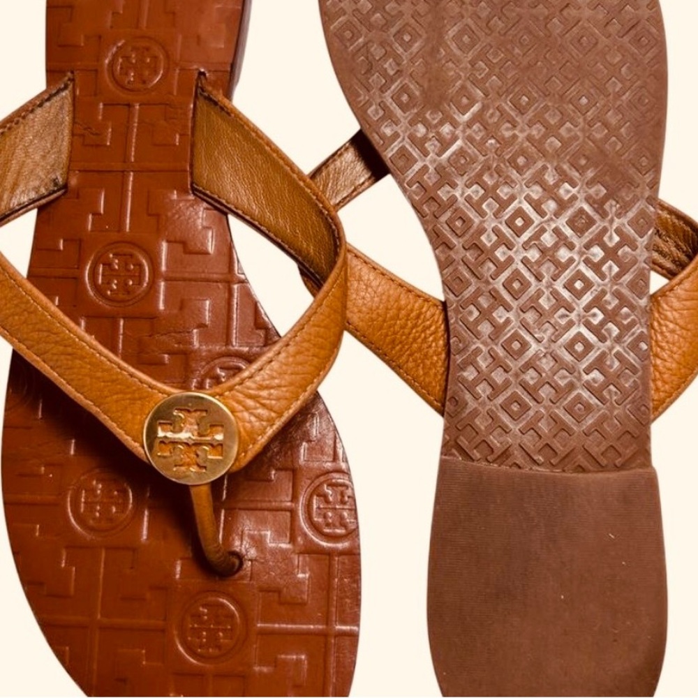 Tory Burch Thora Thong Sandals, Signature Logo Medallion, 100% Leather Size 9 - Picture 5 of 12